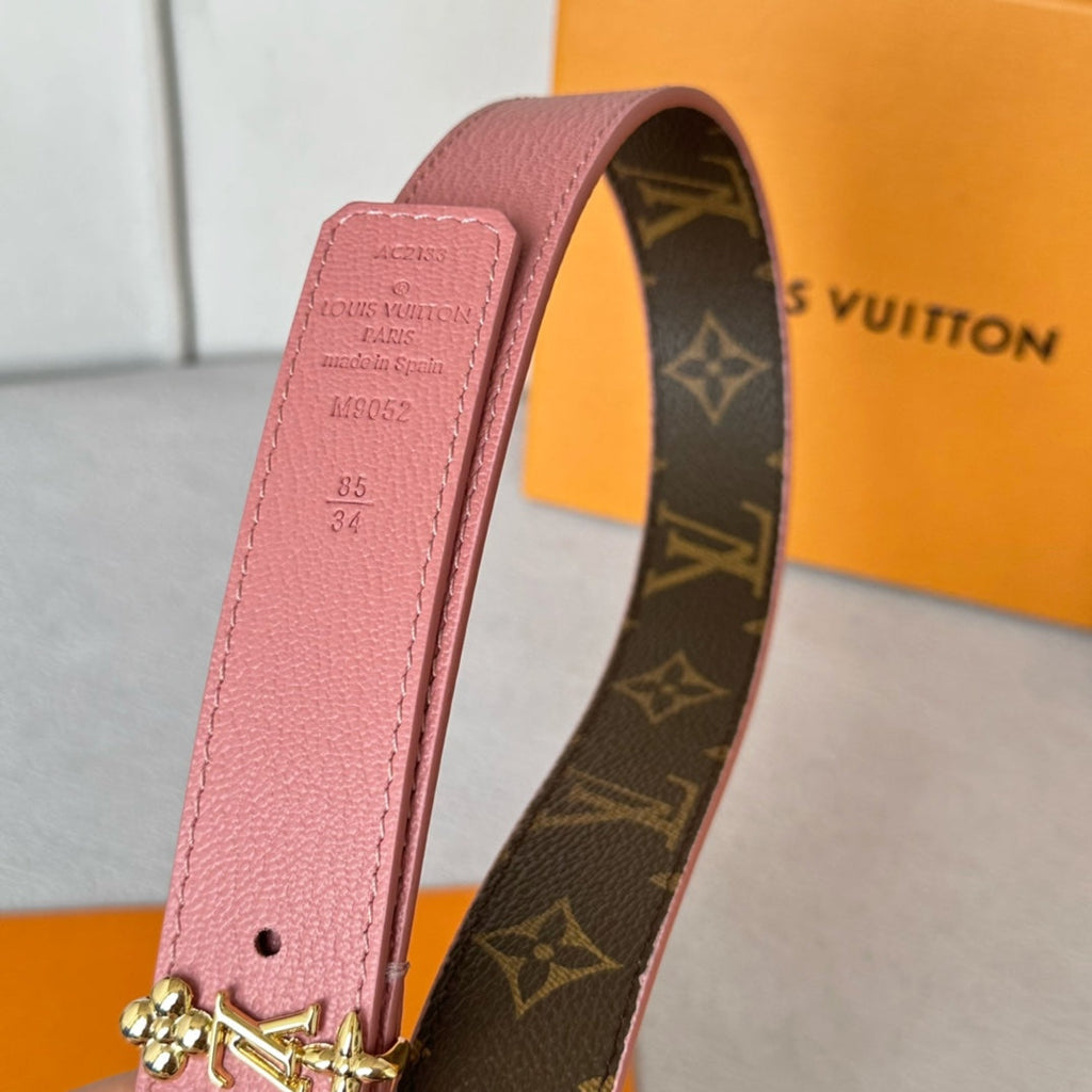 LV BLOOM 30MM BELT IN BLUSH PINK CALFSKIN GOLD HARDWARE