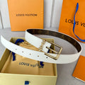 LV BLOOM 30MM BELT IN WHITE CALFSKIN GOLD HARDWARE