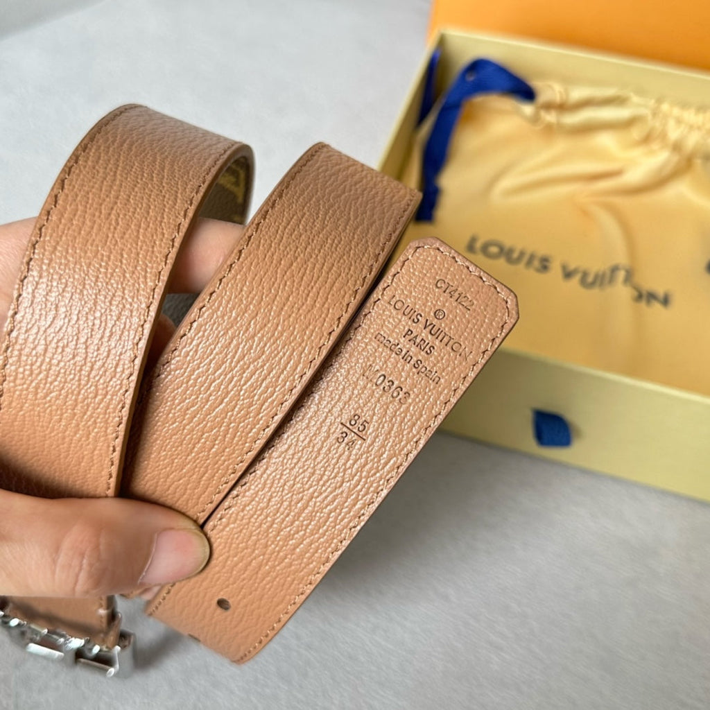LV BLOOM 30MM BELT IN APRICOT ORANGE CALFSKIN SILVER HARDWARE
