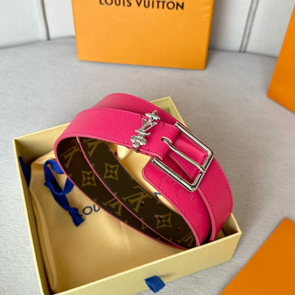 LV BLOOM 30MM BELT IN DEEP PINK CALFSKIN SILVER HARDWARE