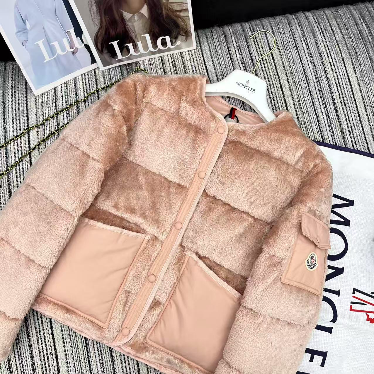 MONCLER 25S TEDDY FLEECE ROUND-NECK JACKET 192