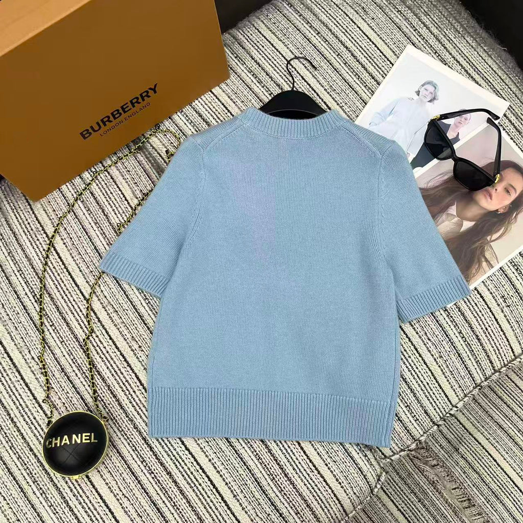 BURBERRY 25S SHORT-SLEEVED KNIT SWEATER 215