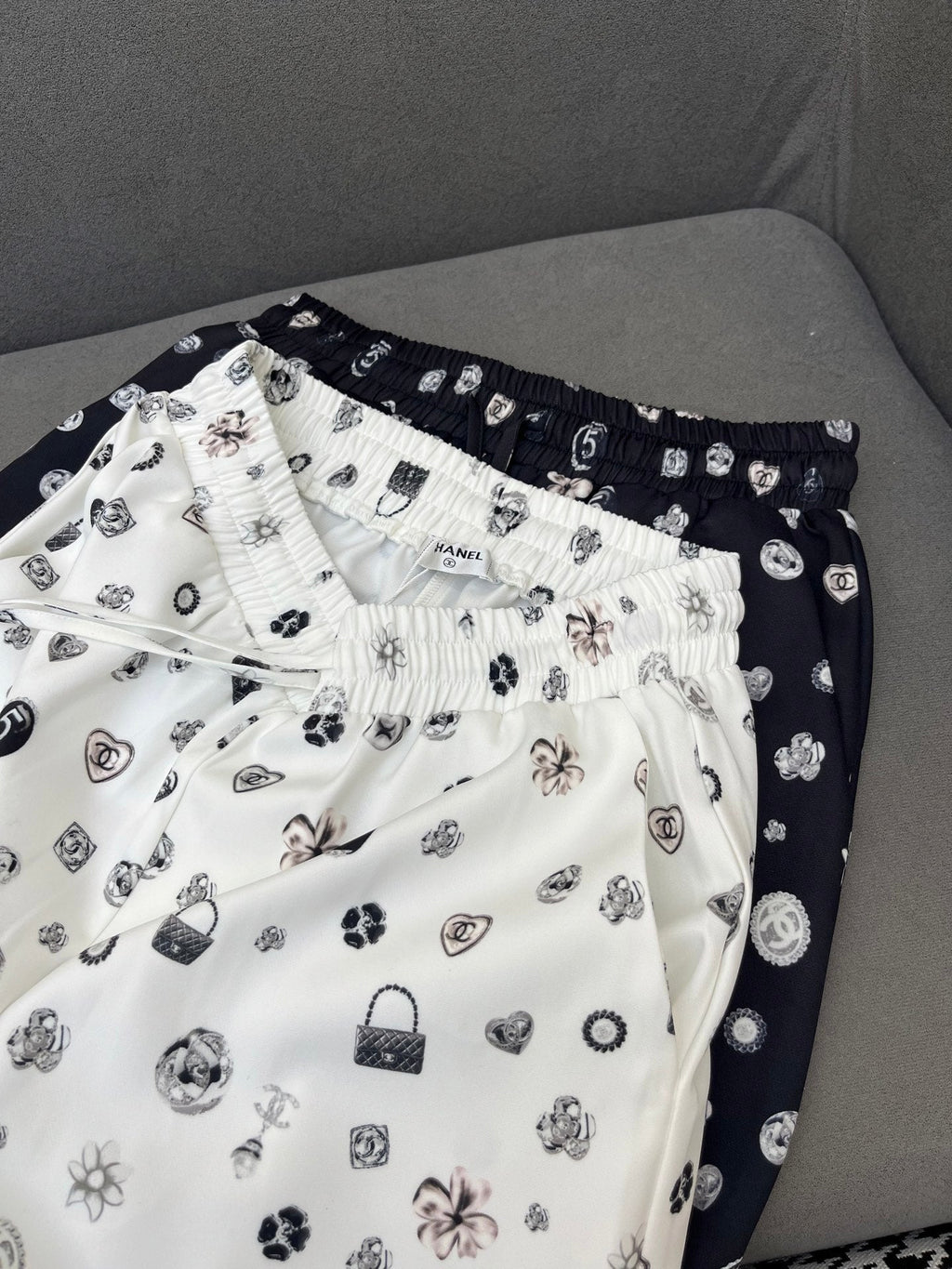 ALL-OVER LOGO PRINTED PANTS WITH STRETCH WAIST