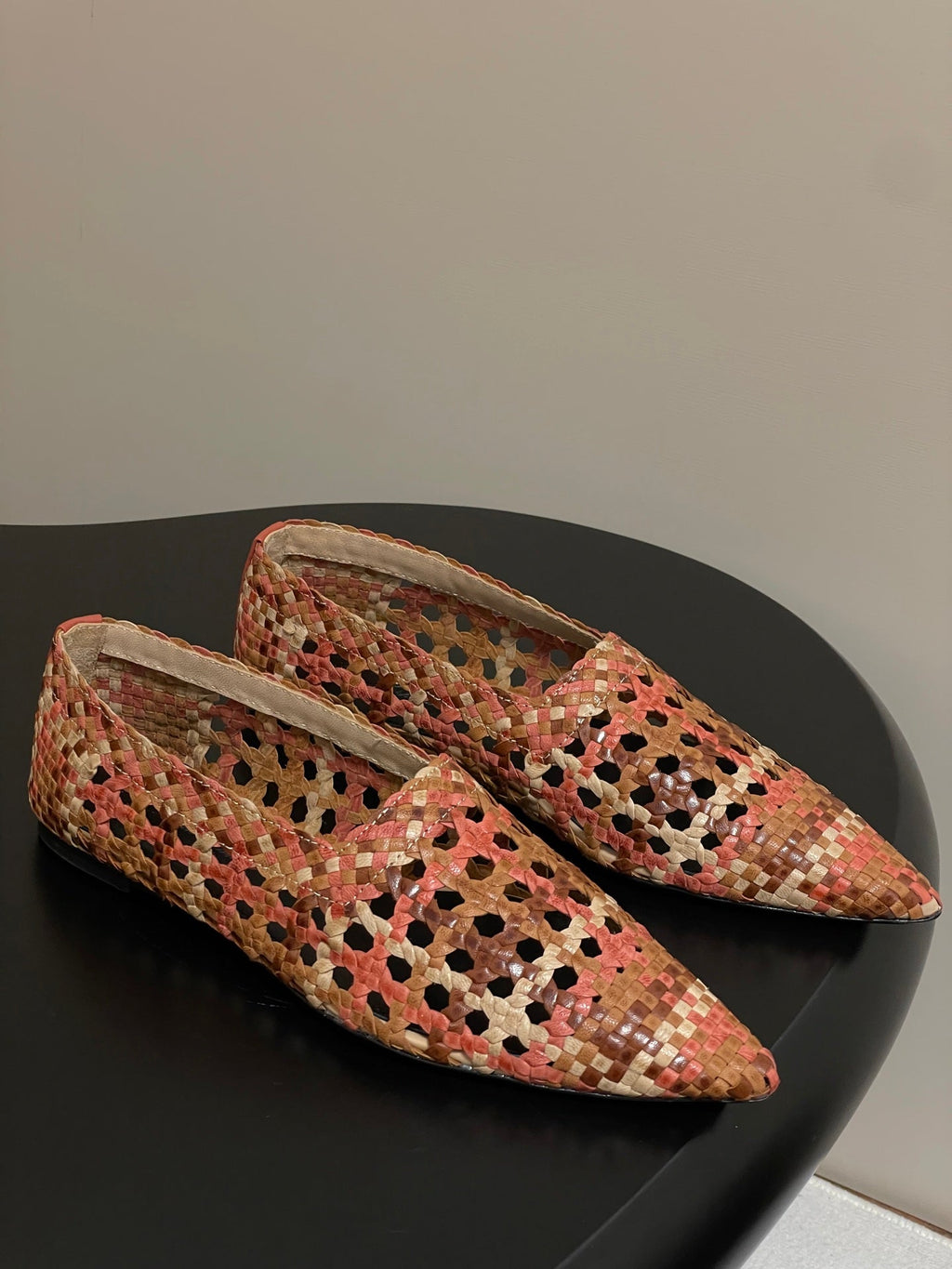 LP POINTED-TOE BALLET FLATS 25S IN ORANGE LAMBSKIN