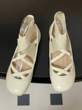 DIOR STRETCH BALLET FLATS 25S IN CREAM WHITE LAMBSKIN WITH CROSSED STRAPS