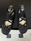 DIOR STRETCH BALLET FLATS 25S IN BLACK FABRIC WITH CROSSED STRAPS