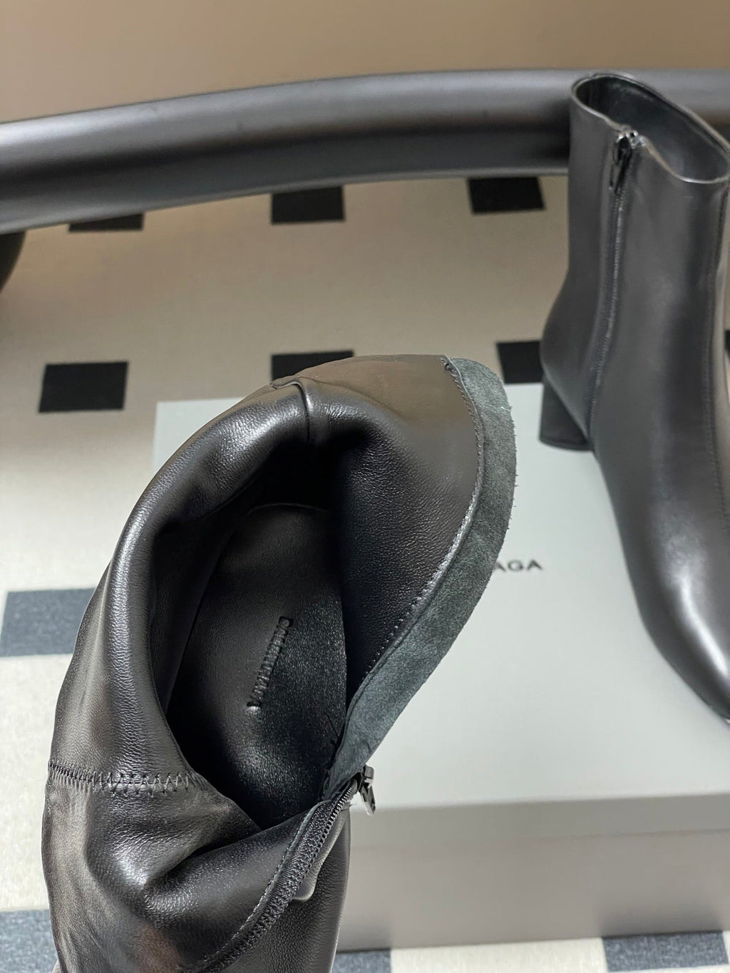 BALENCIAGA 25S ANKLE BOOTS 65 MM IN BLACK COW LEATHER