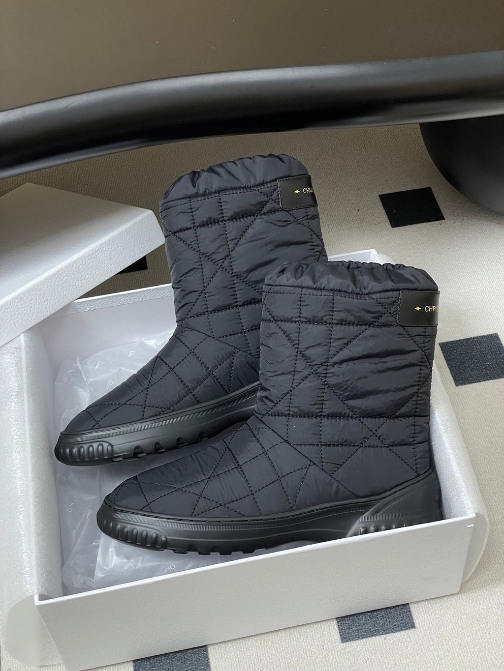 DIOR 25S FROST LOW ANKLE BOOTS IN BLACK FABRIC