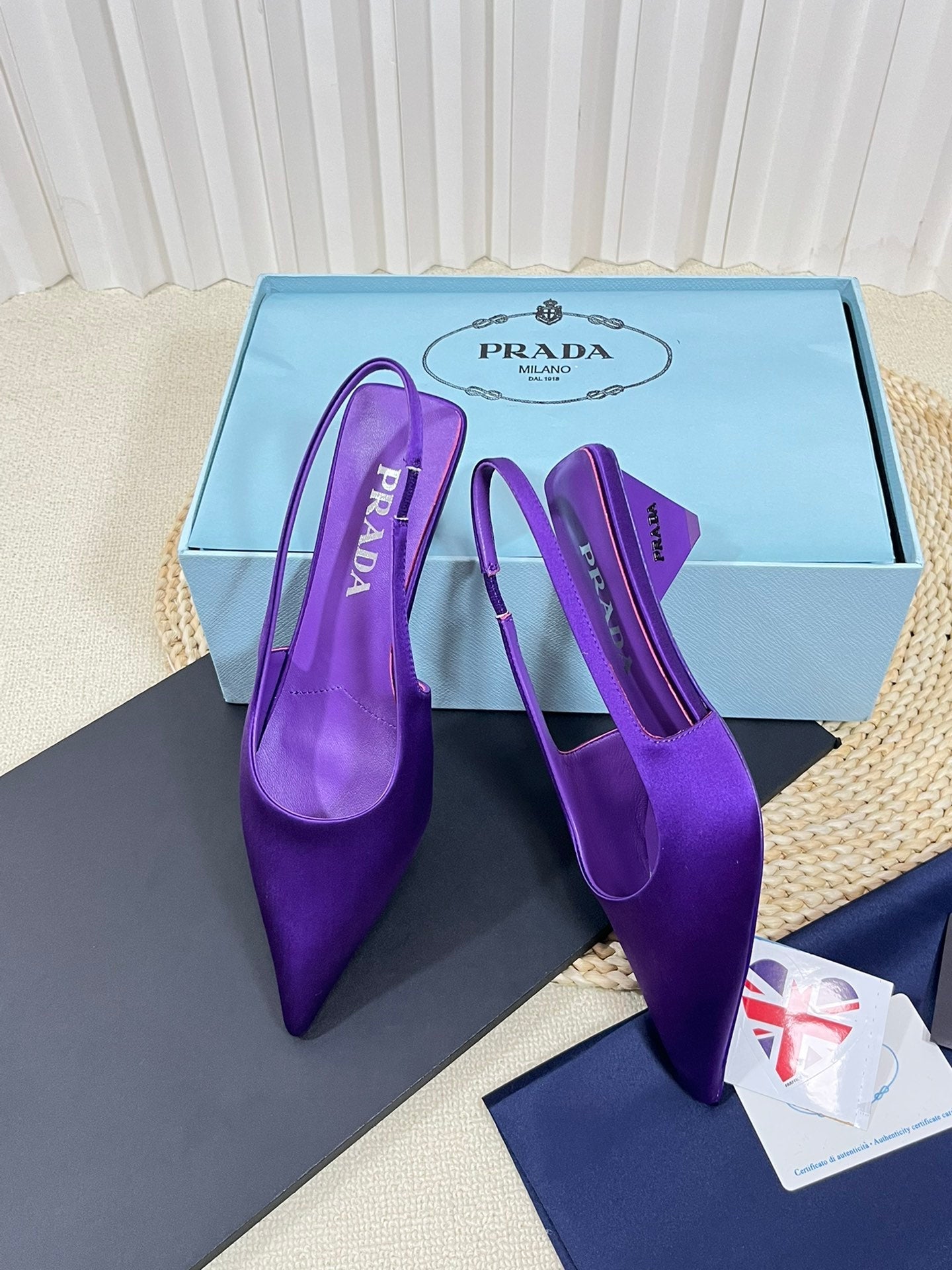 PRA POINTED TOE SLINGBACK PUMPS VIOLET SATIN