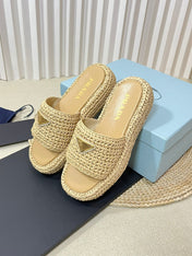 Crochet Flatform Slides 40 Beige