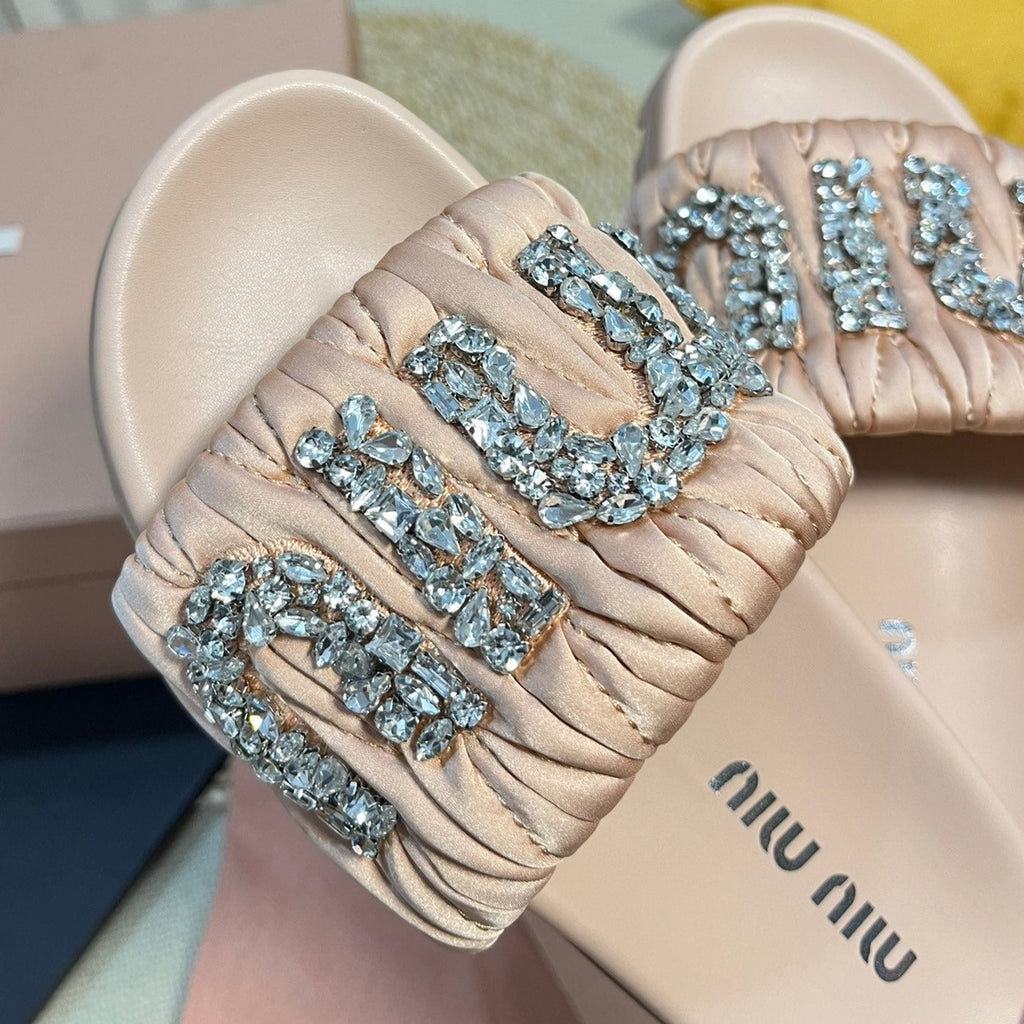 Pastel Pink Sheepskin Diamond Slippers