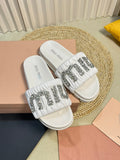 White Sheepskin Diamond Slippers