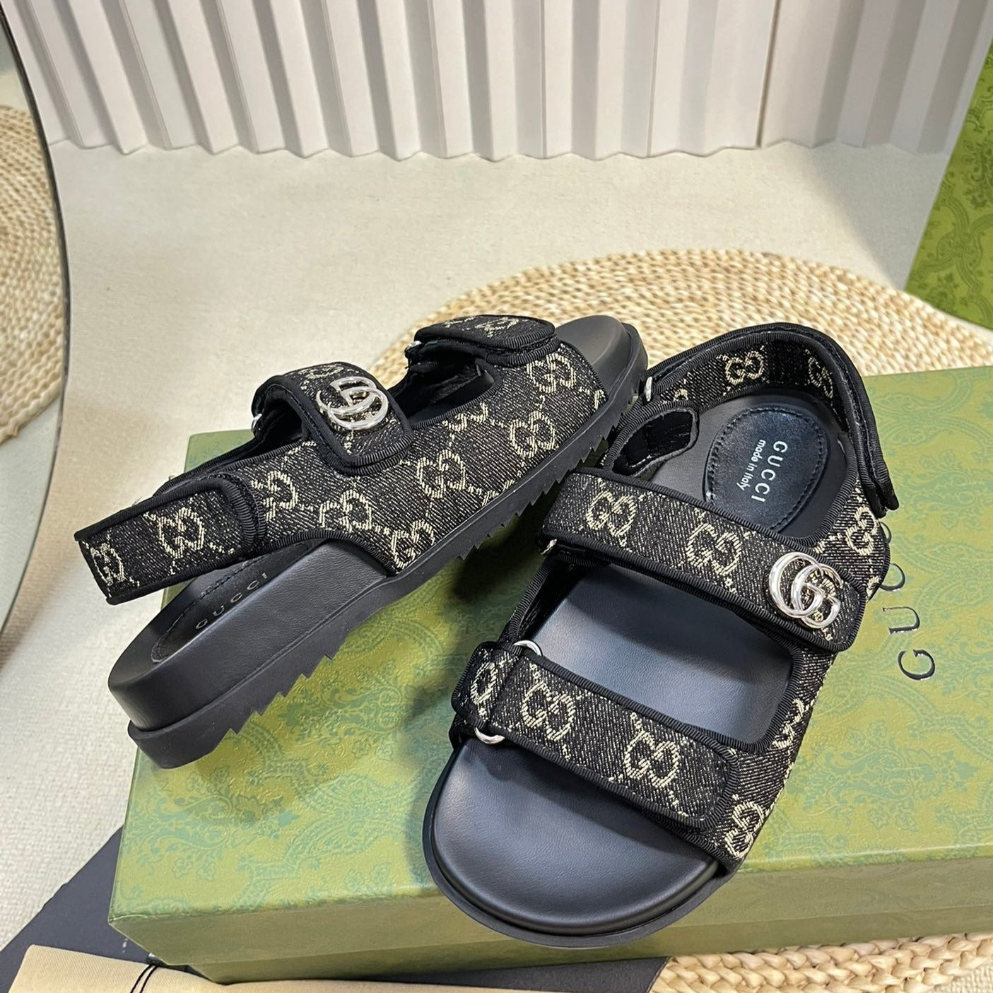 GG  Sandal With Double G Black Caro