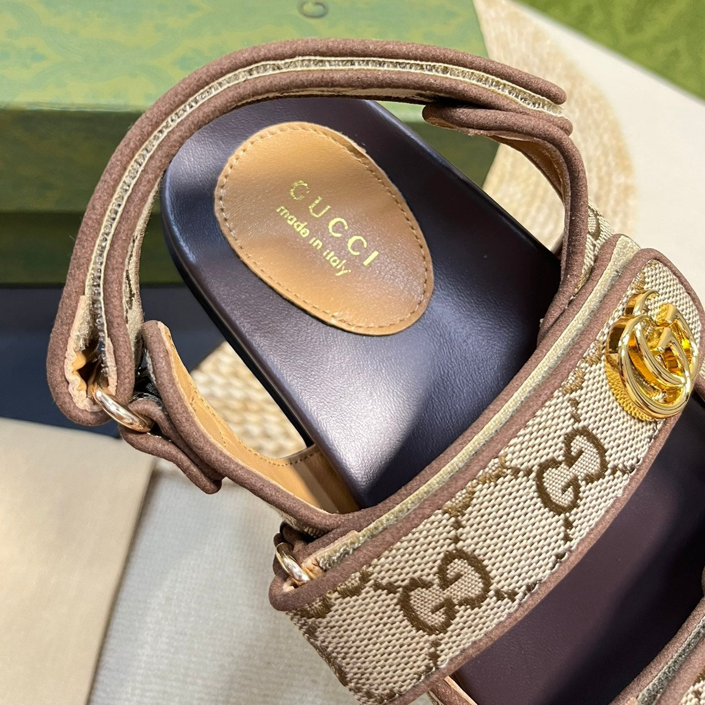 GG  Sandal With Double G Brown Caro