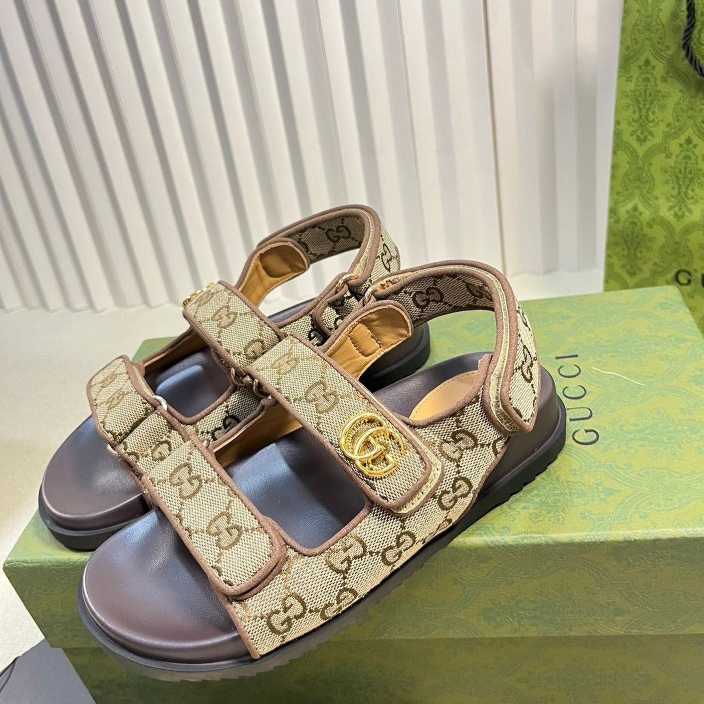 GG  Sandal With Double G Brown Caro