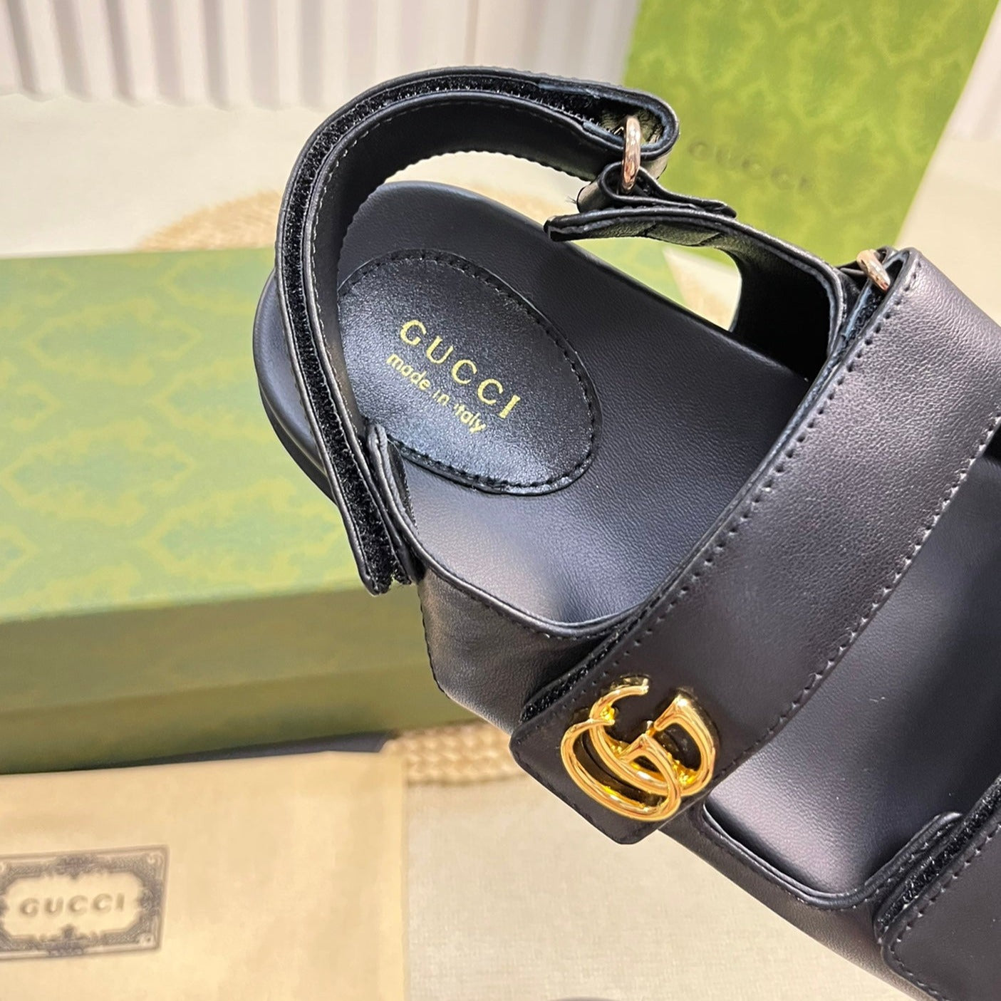 GG  Sandal With Double G Black
