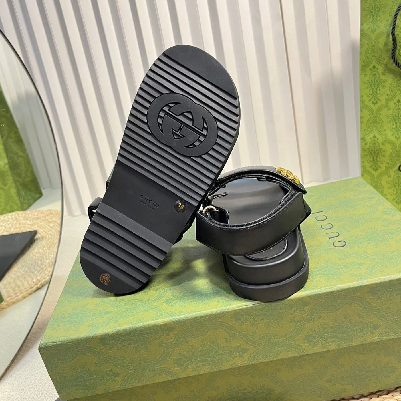 GG  Sandal With Double G Black