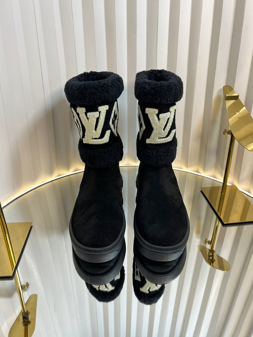 SNOWDROP FLAT ANKLE BOOTS IN BLACK SUEDE