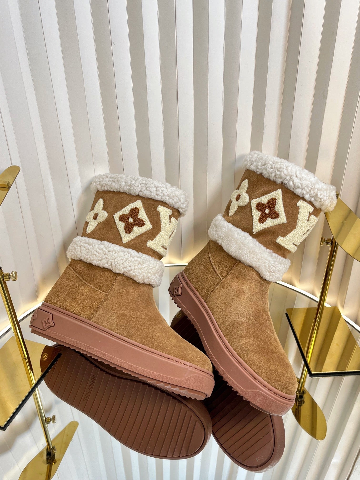 SNOWDROP FLAT ANKLE BOOTS IN CIDER BROWN SUEDE