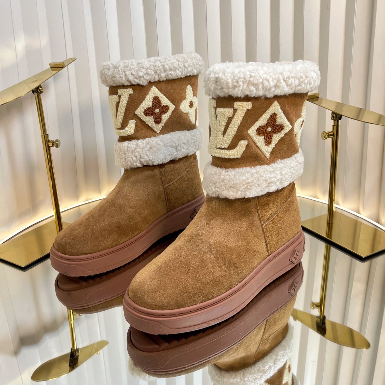 SNOWDROP FLAT ANKLE BOOTS IN CIDER BROWN SUEDE