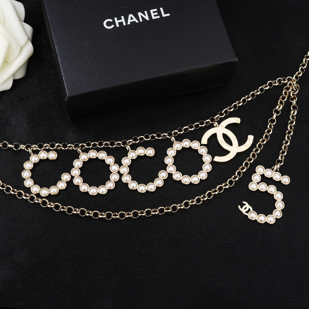 CHANEL 25S CHAIN BELT WITH PEARL 612634