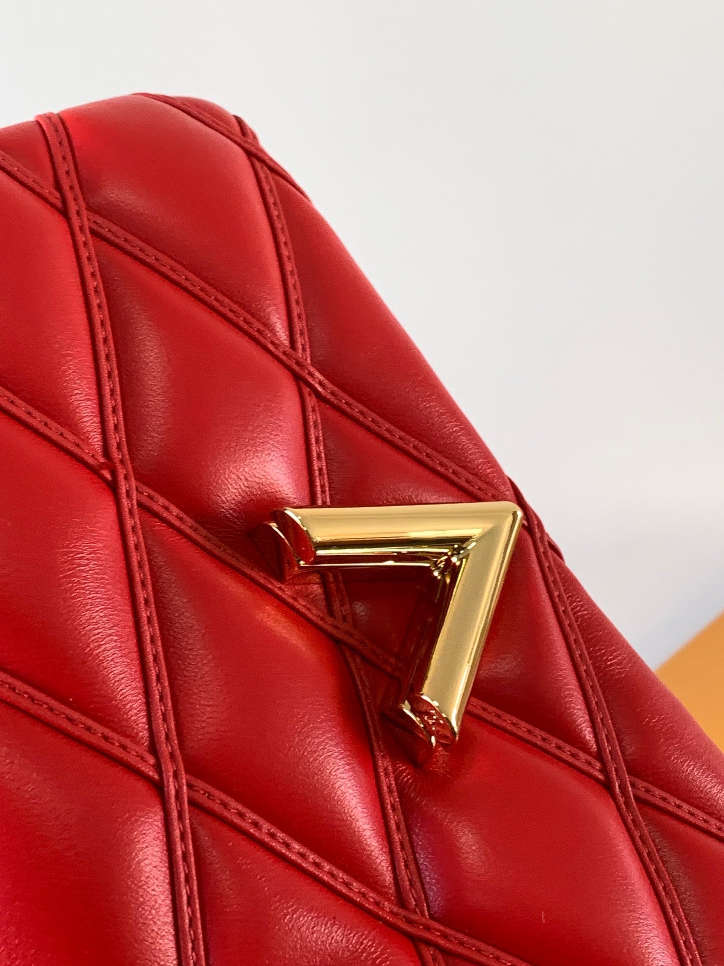 LV 25S GO-14 MM 23 IN CRIMSON RED QUILTED LAMBSKIN GOLD HARDWARE