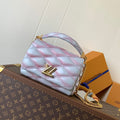 LV 25S GO-14 MM 23 IN LAVENDER GRAY QUILTED LAMBSKIN GOLD HARDWRE