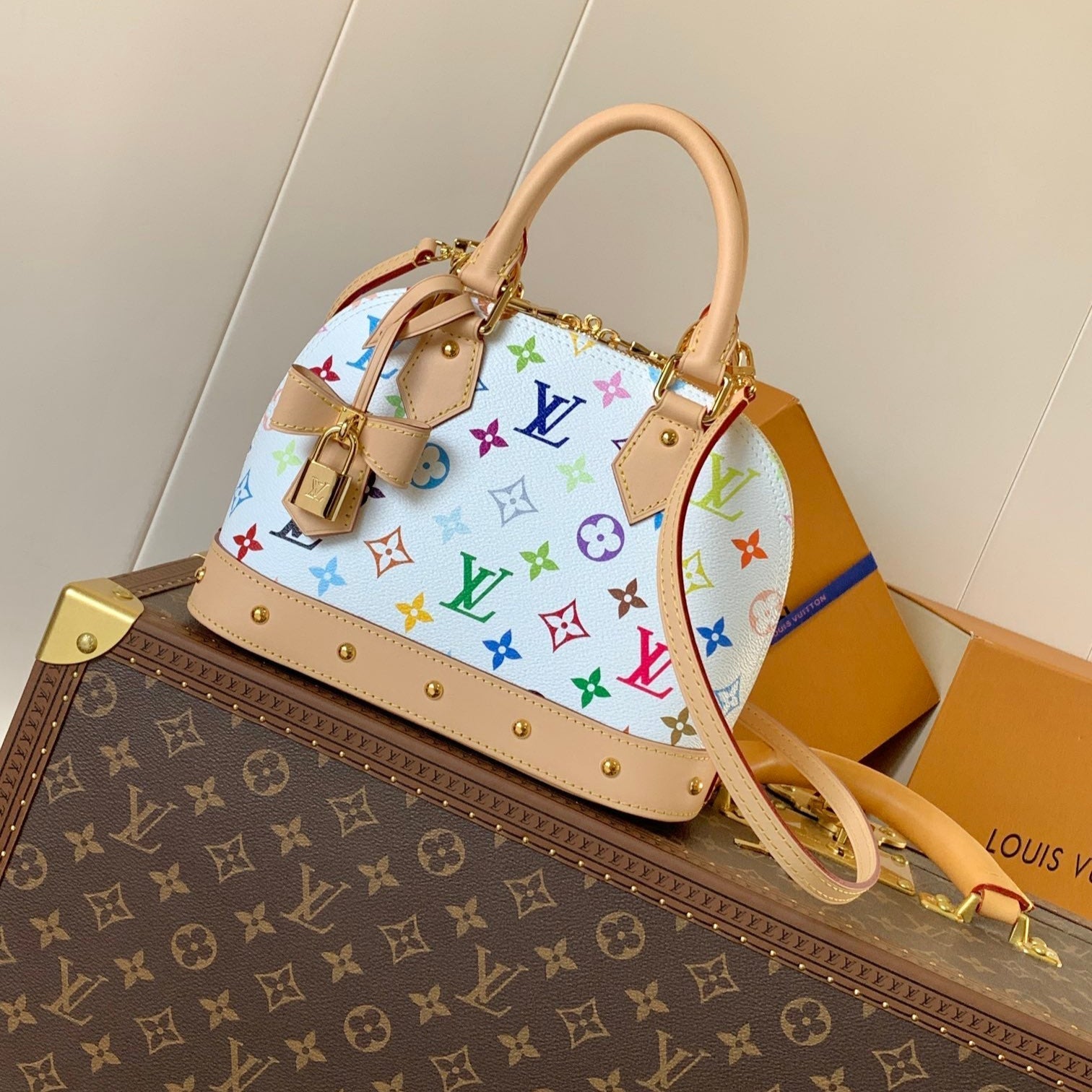 ALMA BB BAG 23 IN COLORFUL MONOGRAM COWHIDE GOLD-TONE HARDWARE