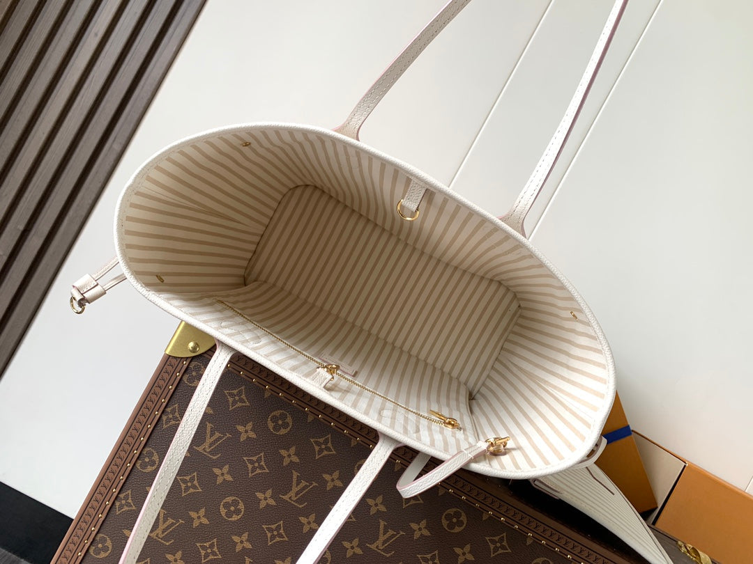 NEVERFULL MM TOTE BAG 32 IN WHITE MIX PINK CALFSKIN