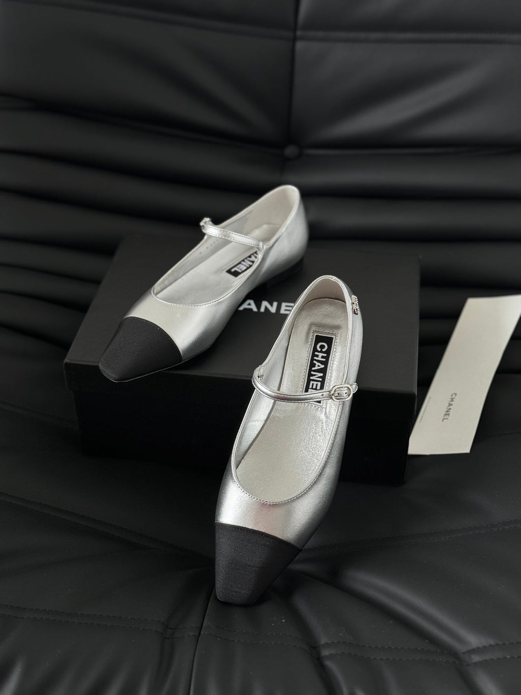 MARY JANE SILVER MIX BLACK CALFSKIN