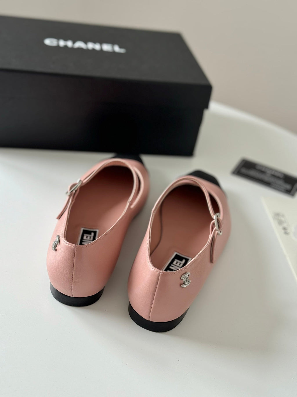 MARY JANE LIGHT PINK MIX BLACK CALFSKIN