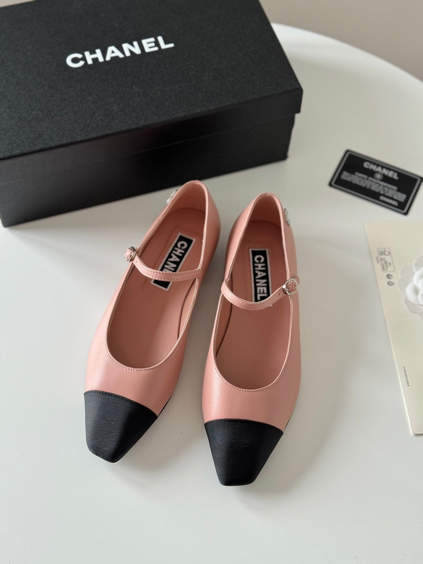 MARY JANE LIGHT PINK MIX BLACK CALFSKIN