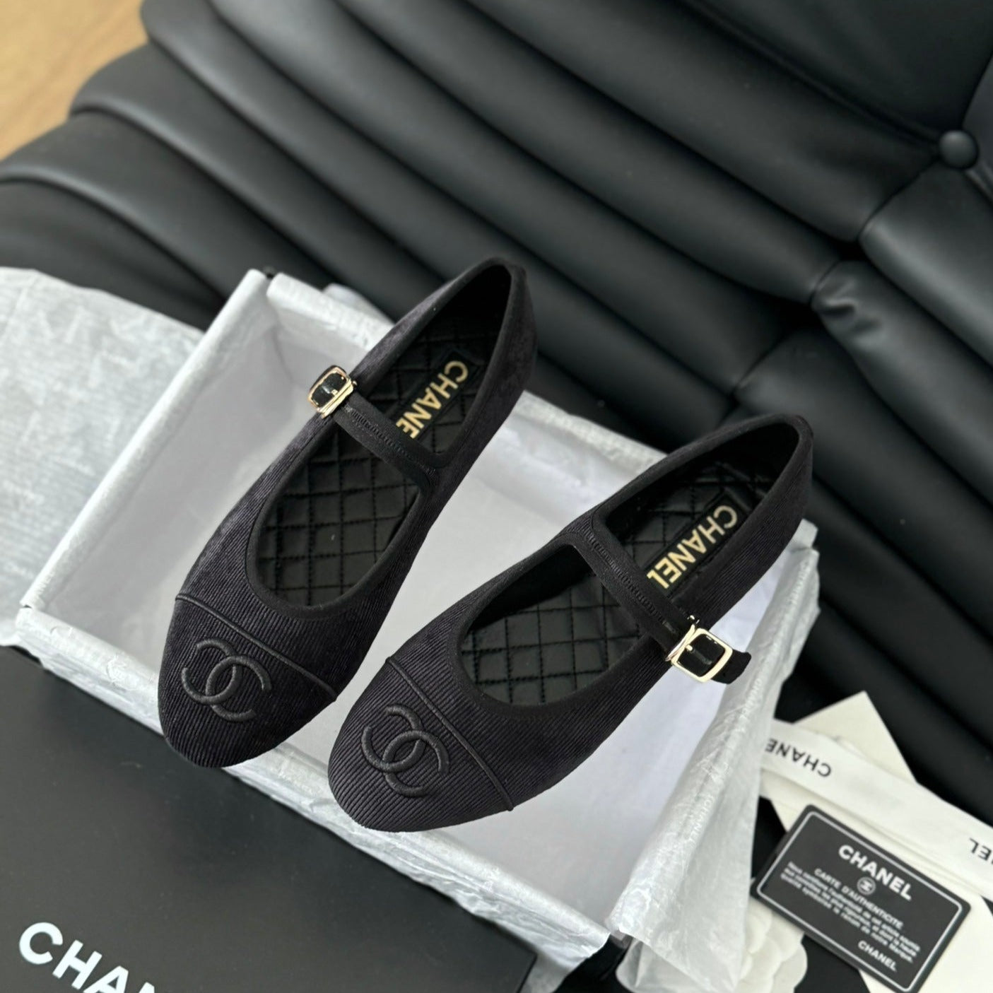 MARY JANE SHOES BLACK CORDUROY TWILL FABRIC