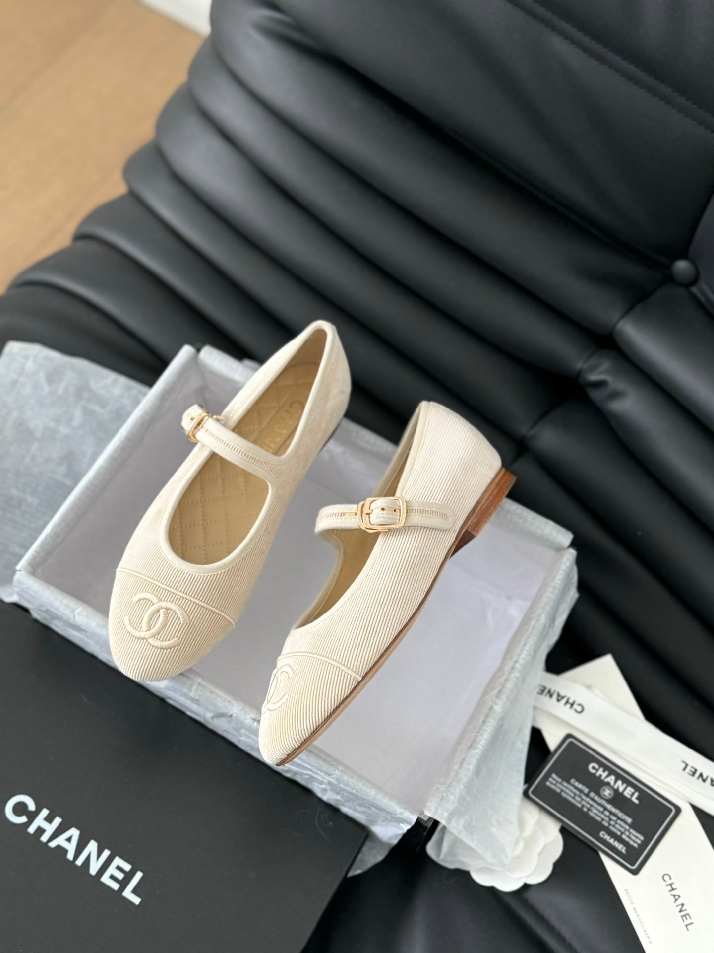 MARY JANE SHOES BEIGE CREAM CORDUROY TWILL FABRIC