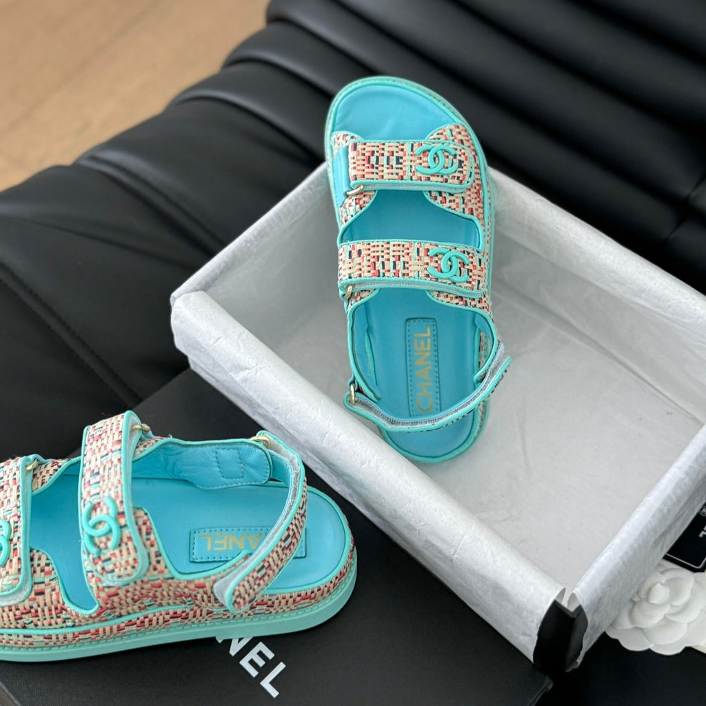 Dad Sandals Sheepskin  Azure Blue