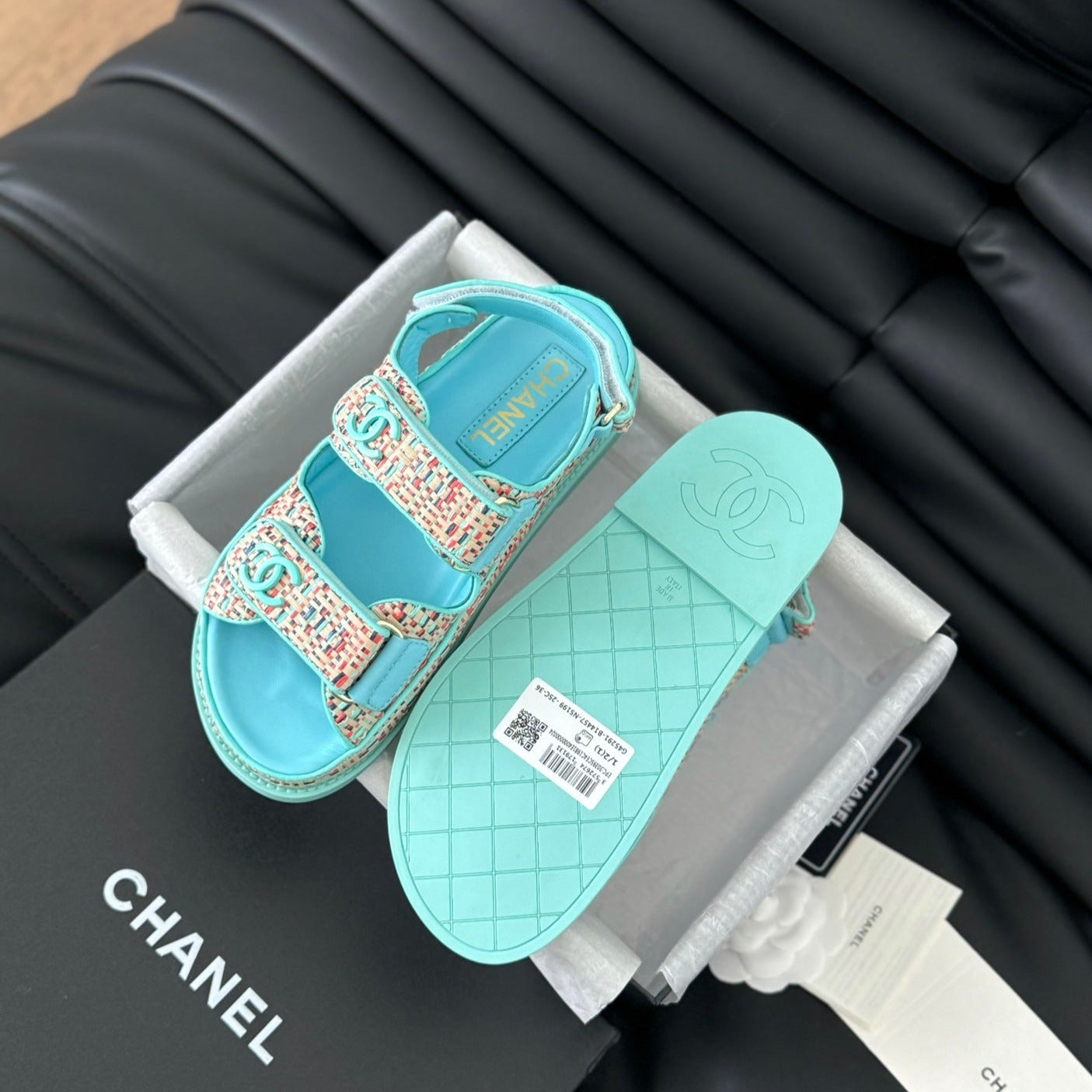 Dad Sandals Sheepskin  Azure Blue