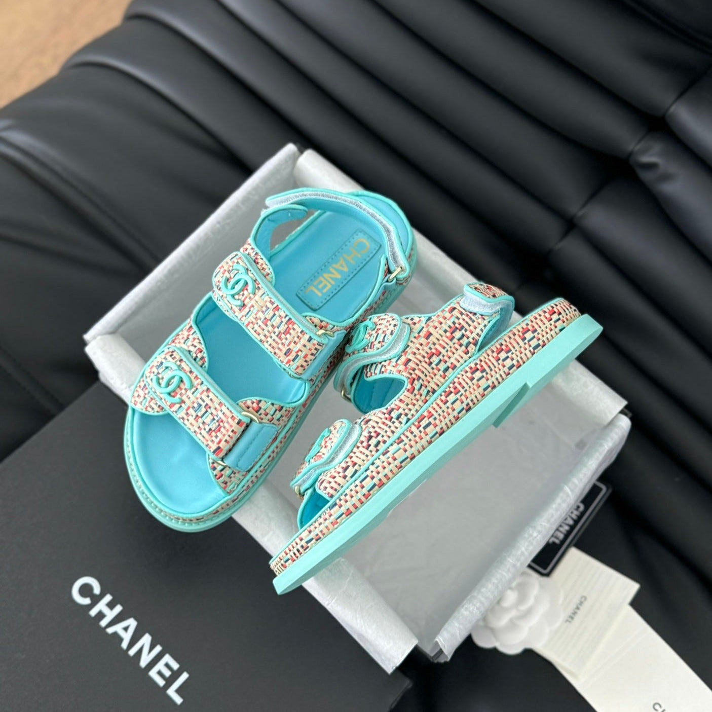 Dad Sandals Sheepskin  Azure Blue