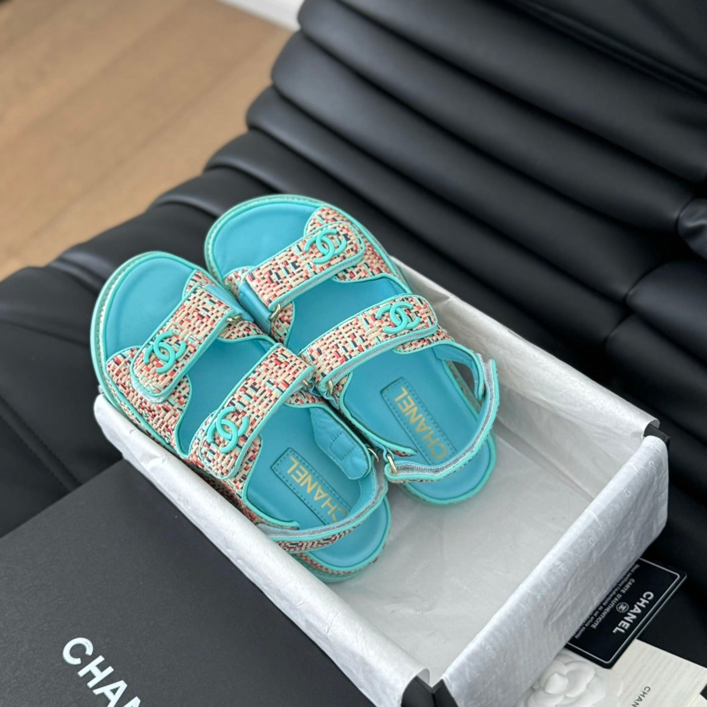 Dad Sandals Sheepskin  Azure Blue