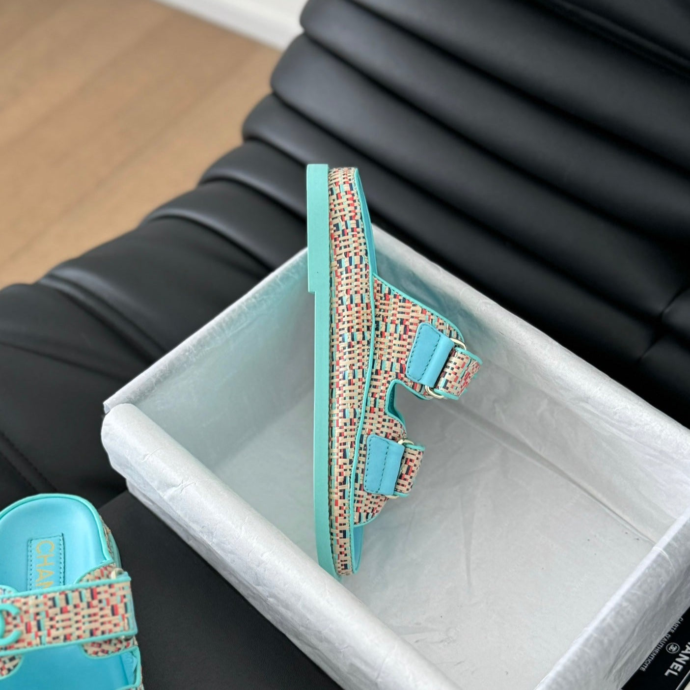 Mule Sandals Sheepskin  Azure Blue