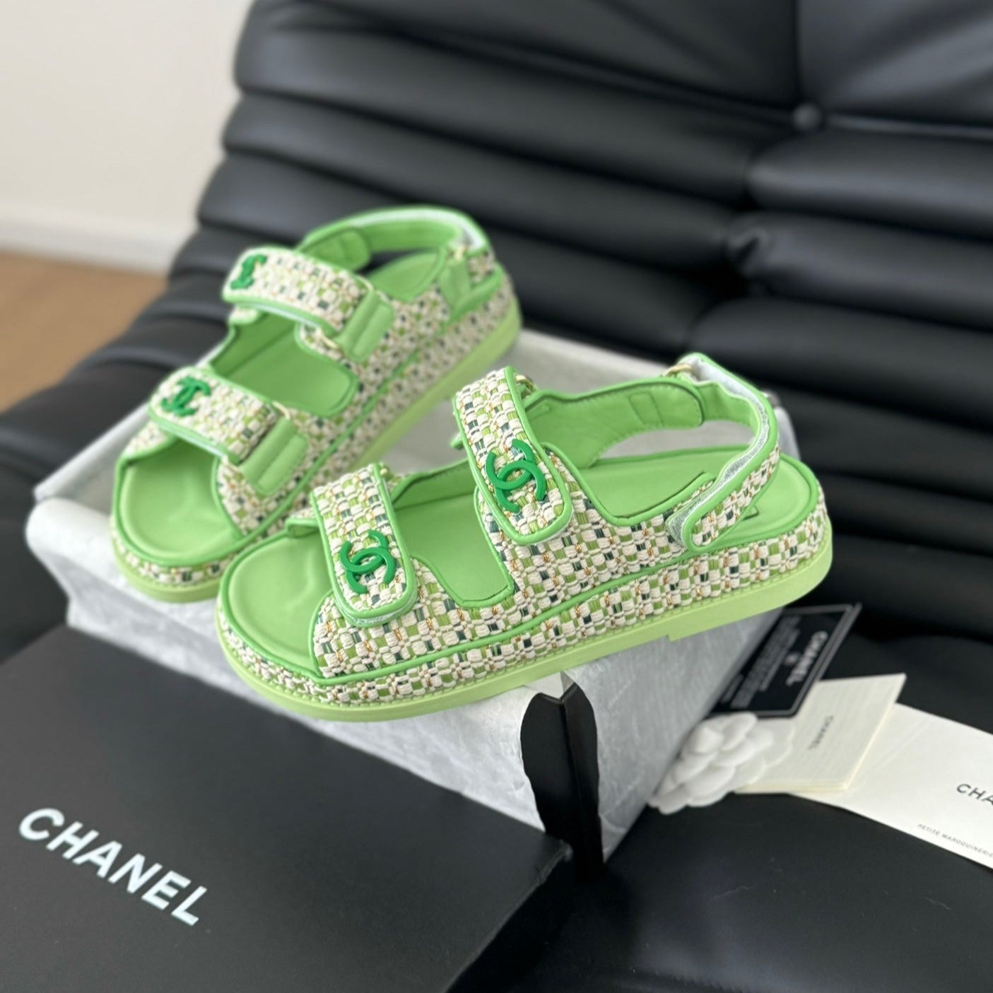 Dad Sandals Sheepskin Light Green