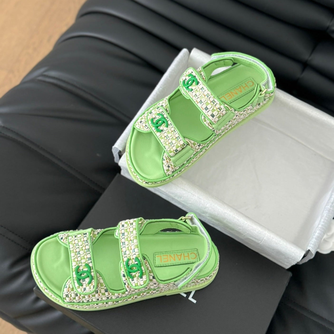 Dad Sandals Sheepskin Light Green