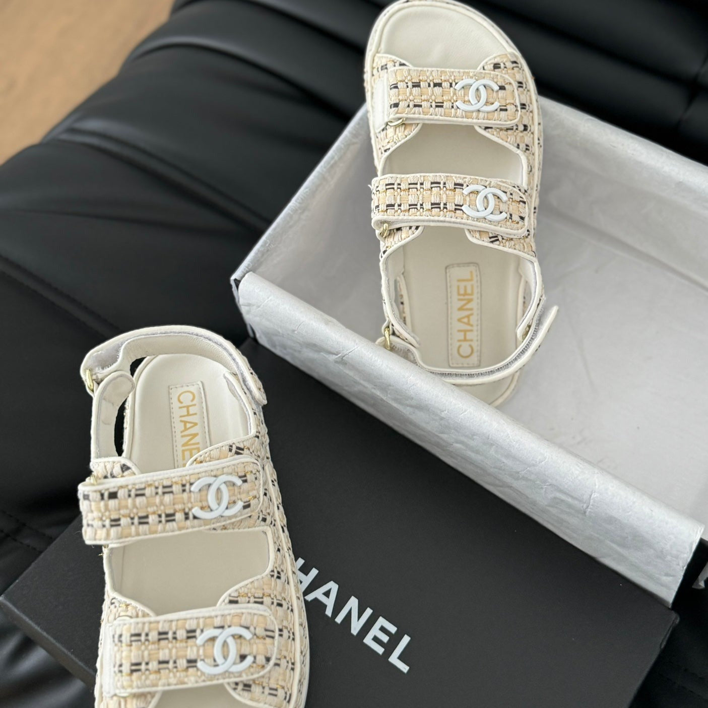 Dad Sandals Sheepskin Beige Cream