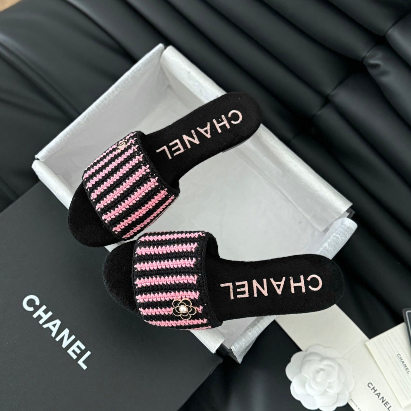 Sheepskins Knit Slippers Black Pink