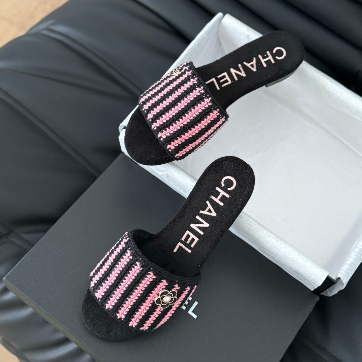 Sheepskins Knit Slippers Black Pink