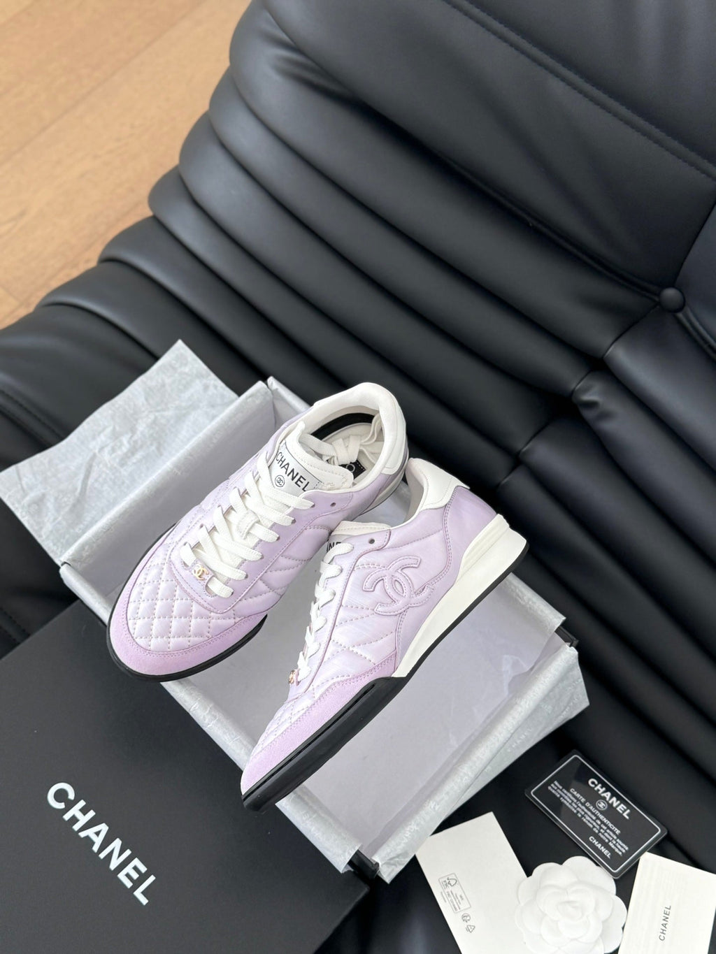 CC SNEAKER IN PALE PURPLE MIX WHITE EMBROIDERED LAMBSKIN