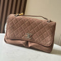 CHANEL 25S FLAP BAG 34 IN BROWN SUEDE