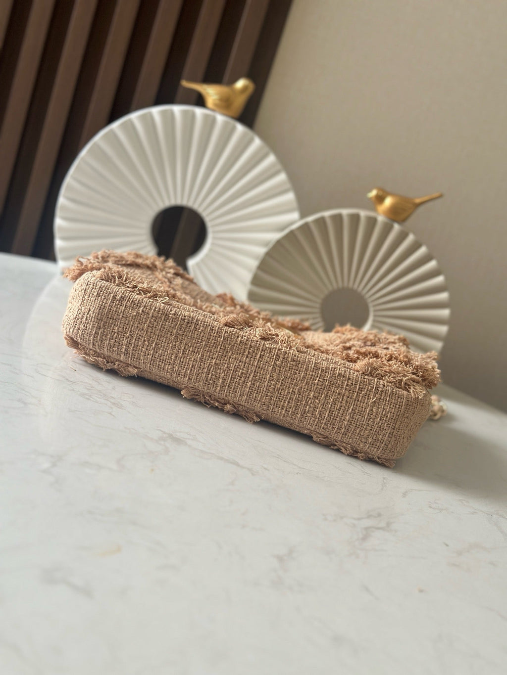 CHANEL 25S FLAP BAG 27 IN BEIGE FABRIC