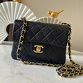 CHANEL 25S MINI FLAP BAG 18 IN BLACK LAMBSKIN WITH GOLD HARDWARE