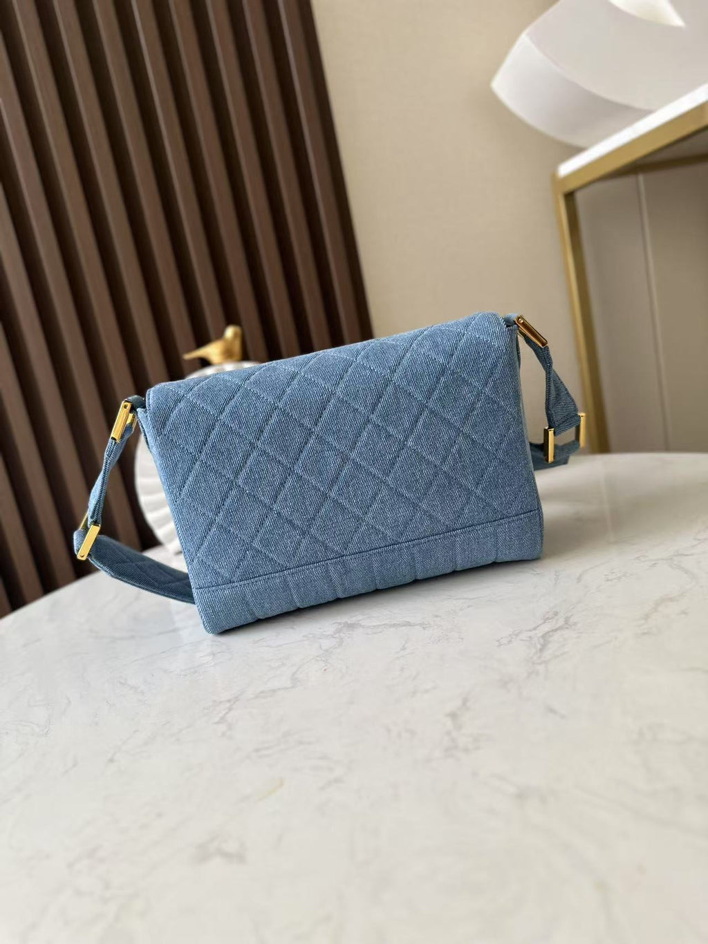 CHANEL 25S SHOULDER BAG 26 IN BLUE DENIM WITH GOLD HARDWARE