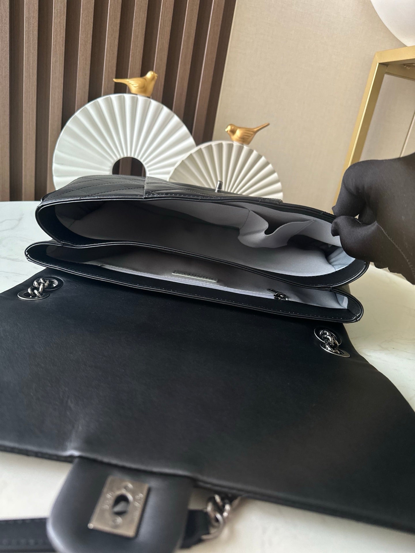 CHANEL 25S SHOULDER BAG 34 IN BLACK CALFSKIN